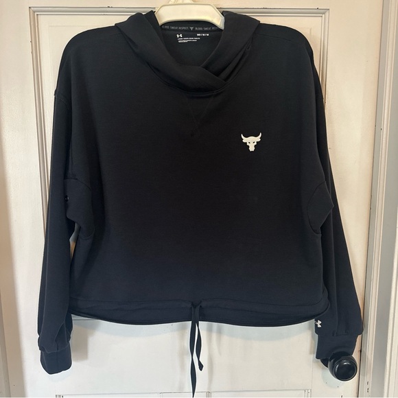 Under Armour Project Rock Pullover Terry Hoodie Womens Black Size Medium - Picture 1 of 13